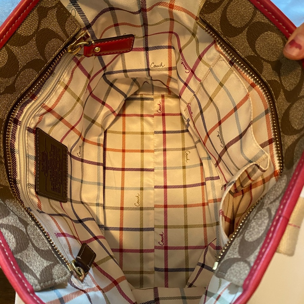 Large pink and brown Coach tote bag - Picture 3 of 7